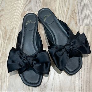 J. Crew Abbie bow sandals in satin